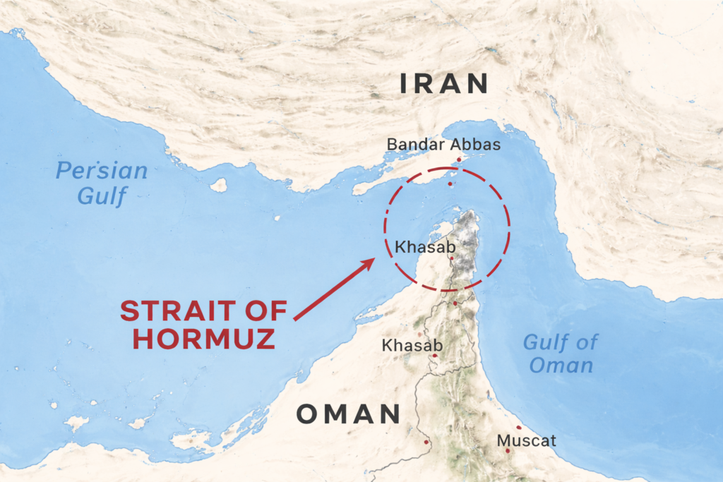 Strait of Hormuz close up map